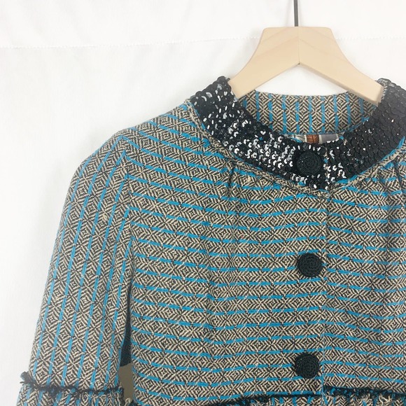 ErotoKritos Striped Sequin Wool Button Jacket - Picture 3 of 12